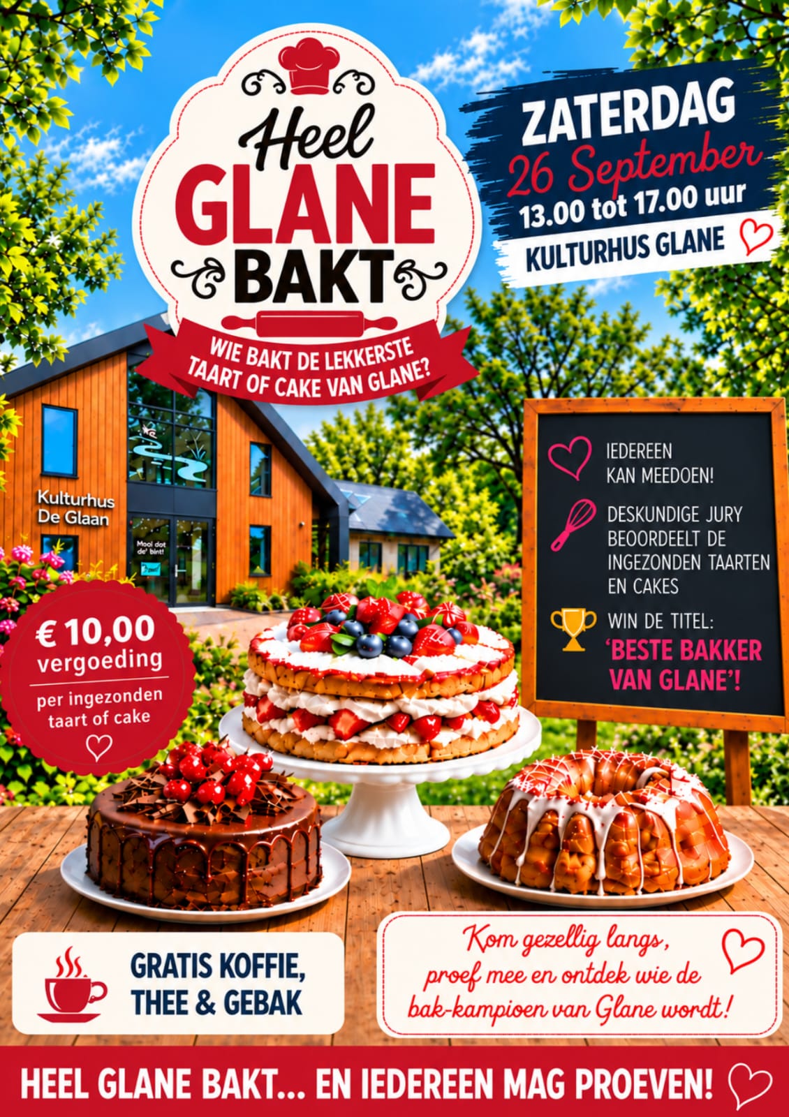 Wie bakt de lekkerste taart of cake van Glane?